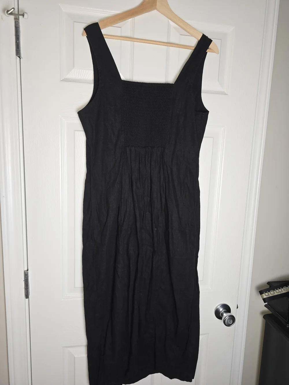 Old Navy Linen Black Square-Neck Midi Dress - Size Large